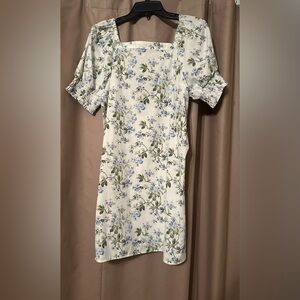 Crown & Ivy Blue and Green Floral Short Sleeve Dress - Cute for Easter